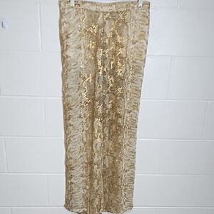 Solitaire Swim Cream & Gold Sheer Animal Print Pool Party Cruise Pants